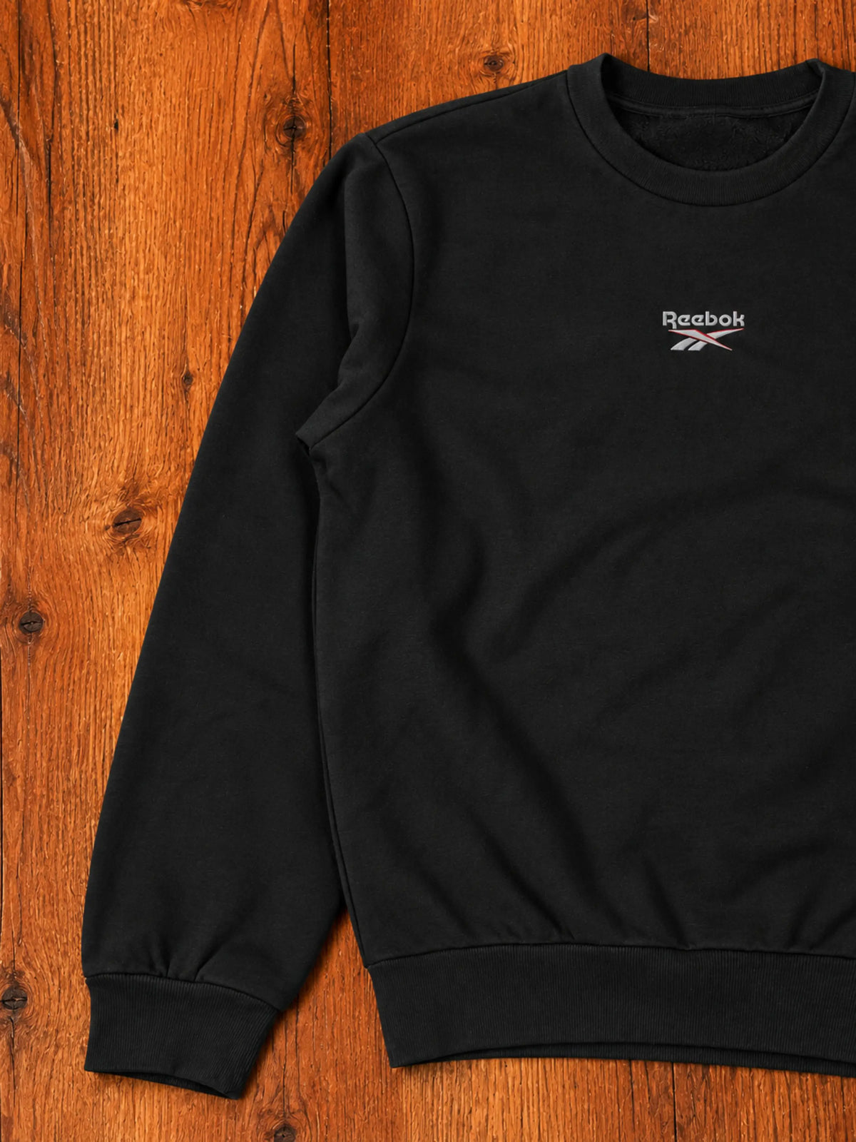 Black Cotton Fleece Sweatshirt