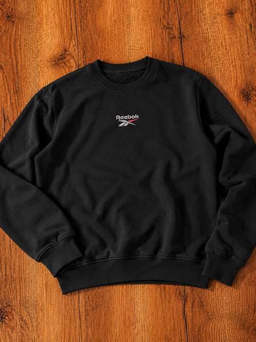 Black Cotton Fleece Sweatshirt