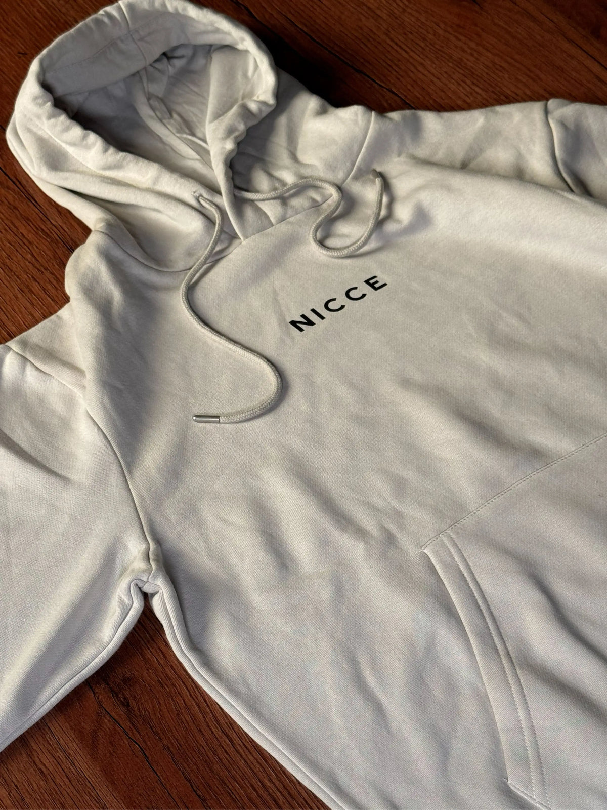 Beige Cotton Fleece Hoodie
