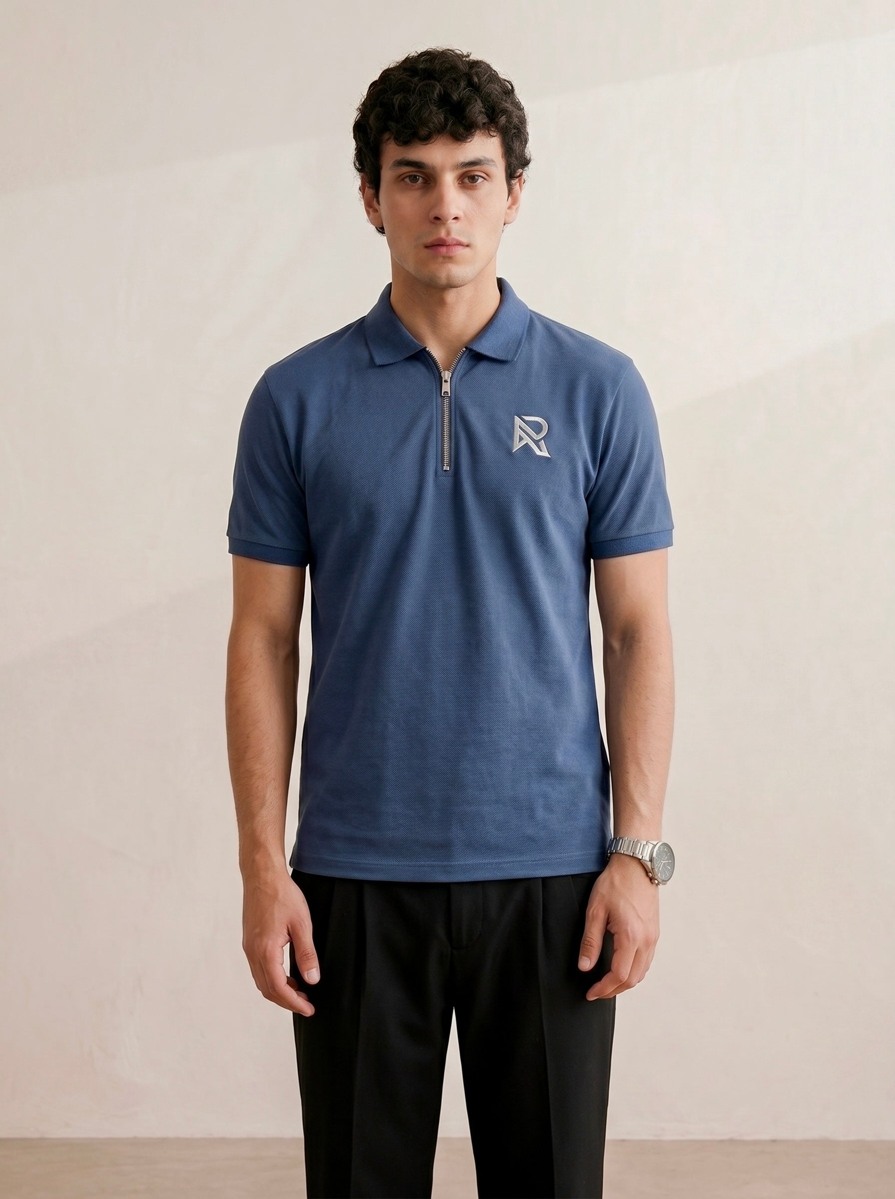 ROOX NAVY-ZIP POLO